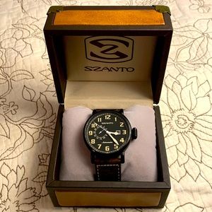 Szanto 6102 Big Aviator Japanese Automatic Watch Brown